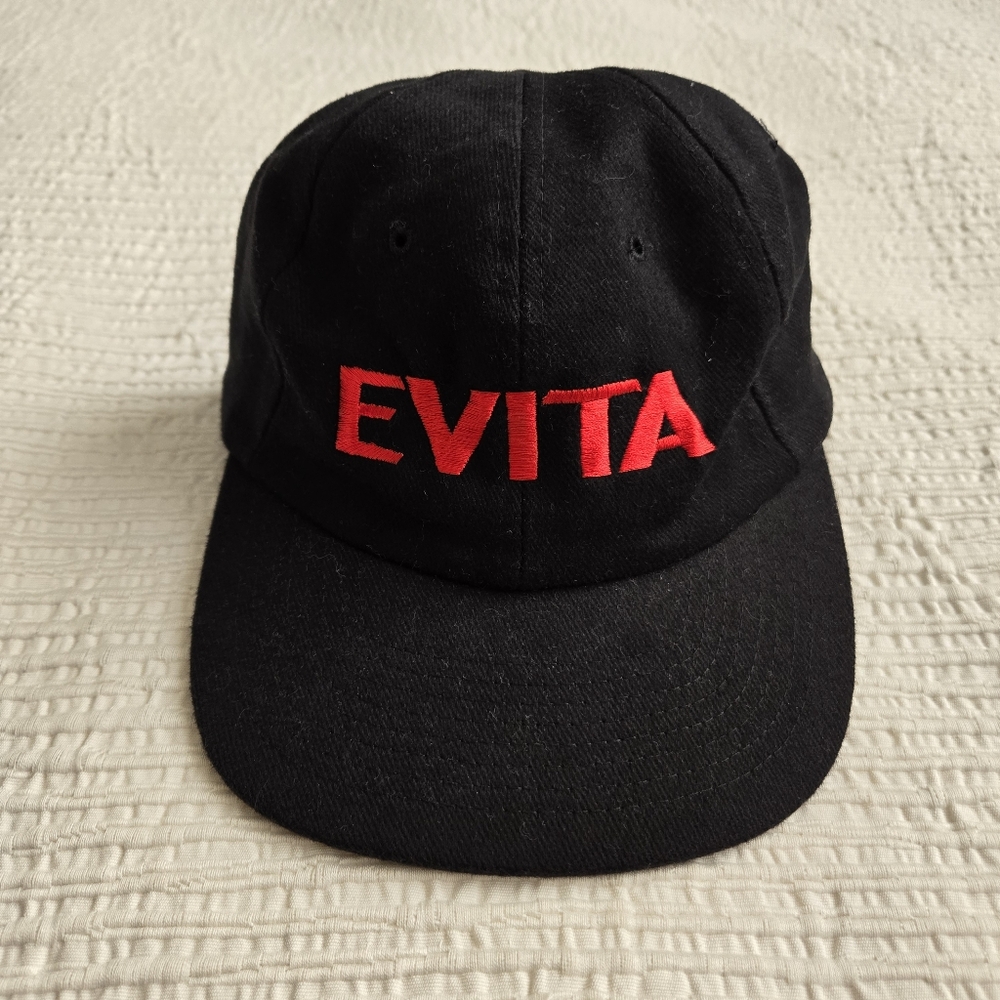 "EVITA" Black Embroidered Baseball Hat